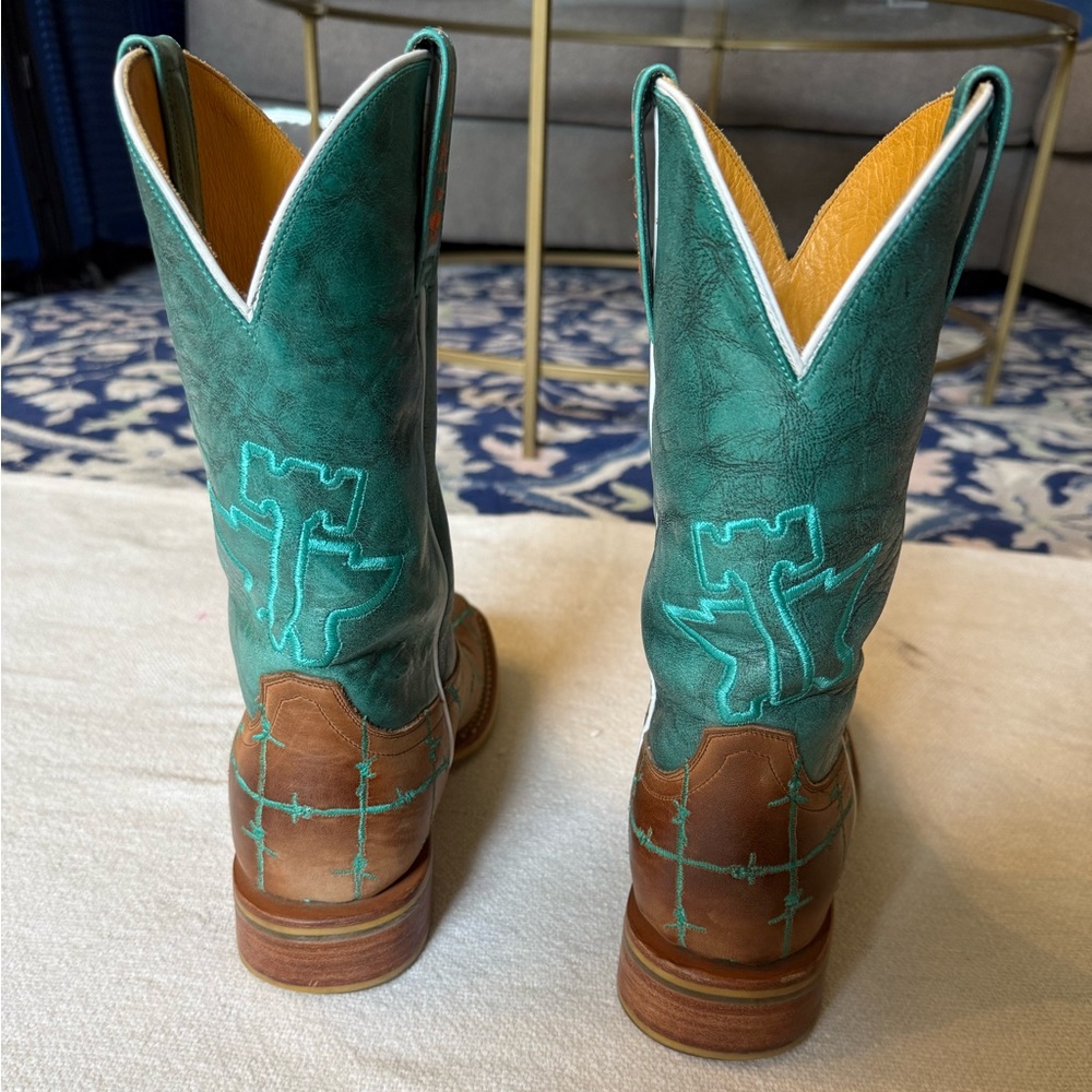 Tin Haul Brown and Teal Cowboy Boots - Picture 2 of 6